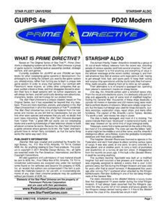 Hovedbilde GURPS Starship Aldo