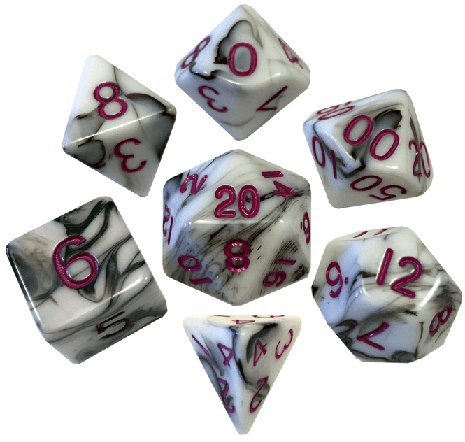 Hovedbilde 16mm Acrylic Poly Dice Set Marble with Purple ...